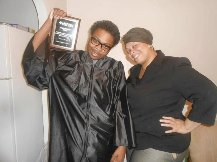 Tomika McFadden with her son Kalvin at his graduation